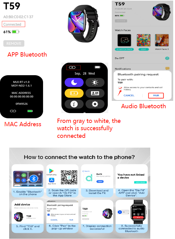 Demabon SMART WATCH T59-General Connection