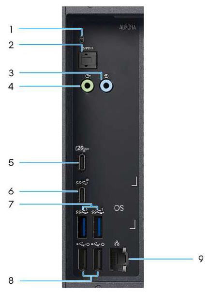 Alienware Aurora ACT1250 Gaming PC-Back panel