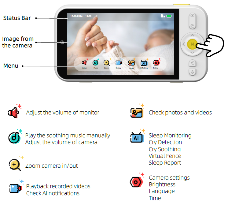 Ellie Baby Monitor-Menu