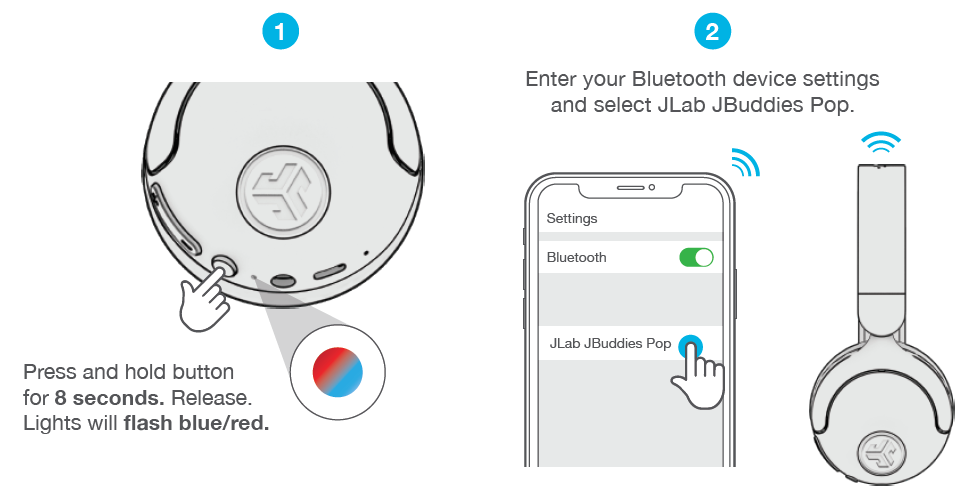 Jlab Jbuddies Pop Wireless Headphones-BLUETOOTH