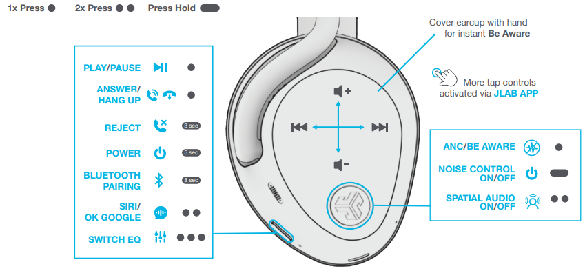 JLab Epic Lux Lab Edition Headphones-BUTTON