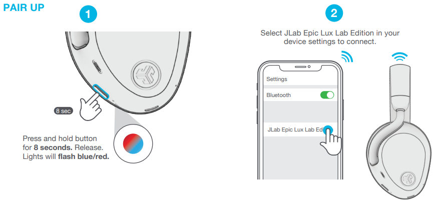 JLab Epic Lux Lab Edition Headphones-pair