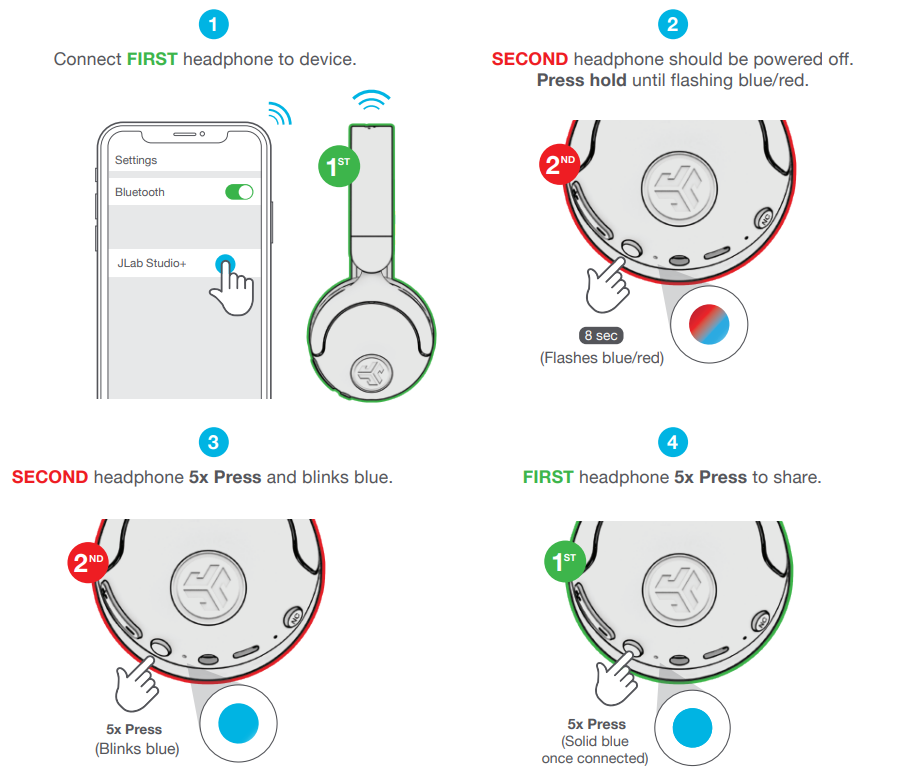 jlab Jbuddies ANC Wireless Headphones-SHARE MODE