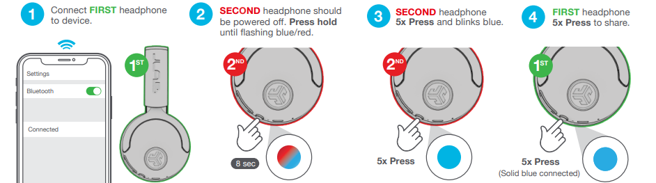 JLab Studio 2 Wireless Headphones-lab share