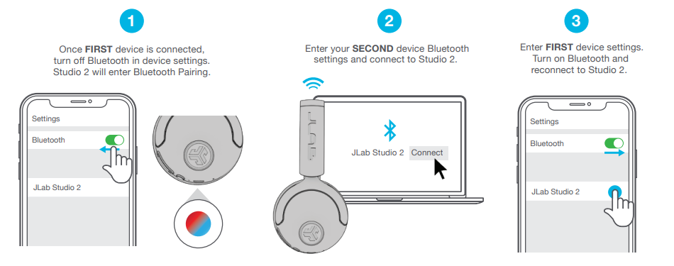JLab Studio 2 Wireless Headphones-multipoint