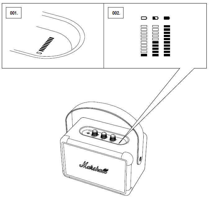 Marshall Kilburn II Portable Stereo Loudspeaker-BATTERY LEVEL INDICATOR