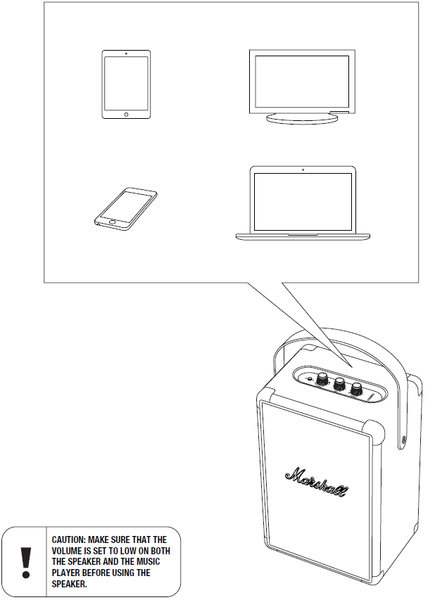 Marshall Tufton Portable Stereo Loudspeaker-MANY WAYS TO CONNECT