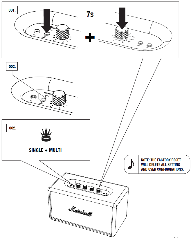 Marshall Stanmore Multi-Room Speaker-FACTORY RESET