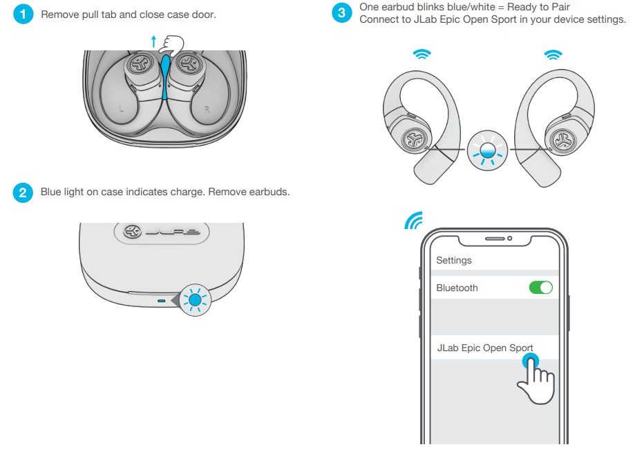 jlab Epic Open Sport Earbuds-pair