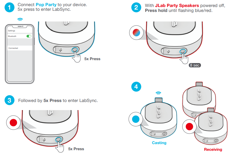 JLab Pop Party Bluetooth Speaker-LabSync