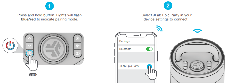 JLab Epic Party Bluetooth Speaker-PAIR UP