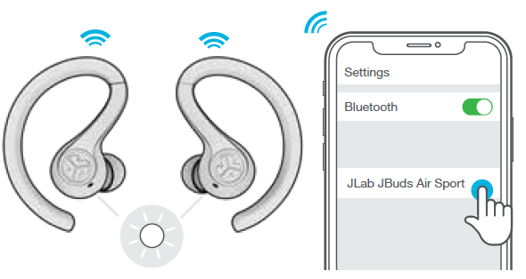 Jlab Jbuds Air Sport Earbuds-CONNECTING TO BLUETOOTH
