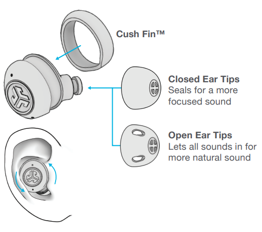 jlab Hear OTC Hearing Aid-CONTROLS-B