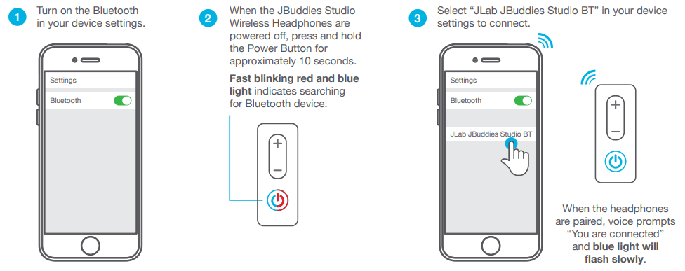 JLab JBuddies Studio Wireless Headphones-SETUP