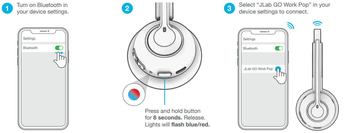 Jlab Go Work Pop Headset-BLUETOOTH PAIRING