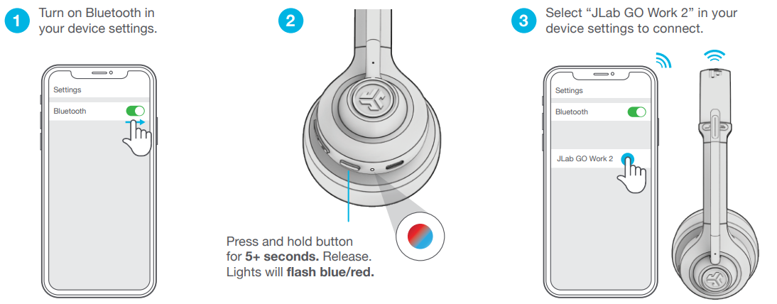 Jlab Go Work 2 Headset-BLUETOOTH CONNECTION