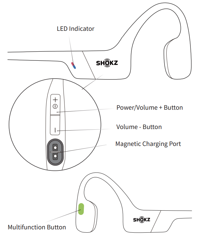 Shokz Openrun S803 Headphones-Headphone Controls
