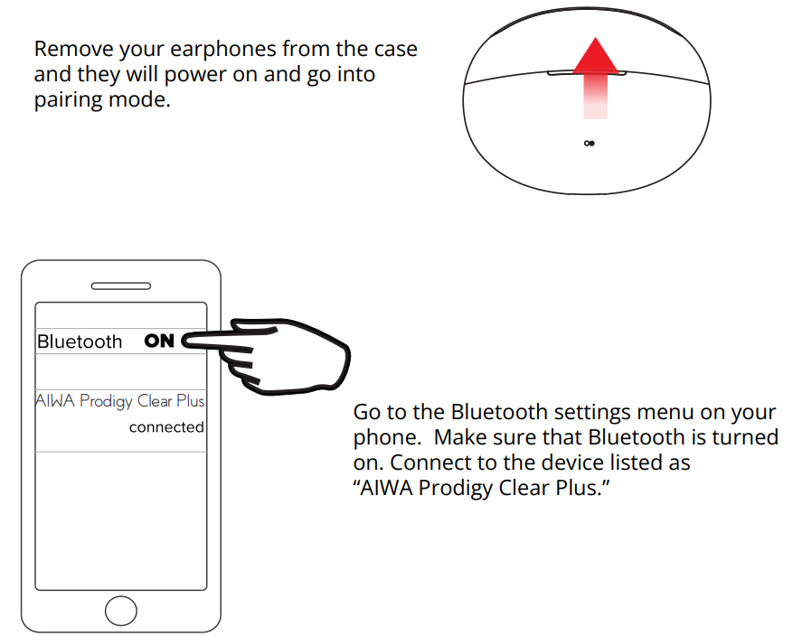 Aiwa Prodigy Clear Plus Earphones-BLUETOOTH PAIRING