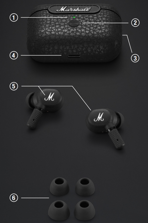 Marshall Motif A.N.C True Wireless Earbuds-DEVICE LAYOUT