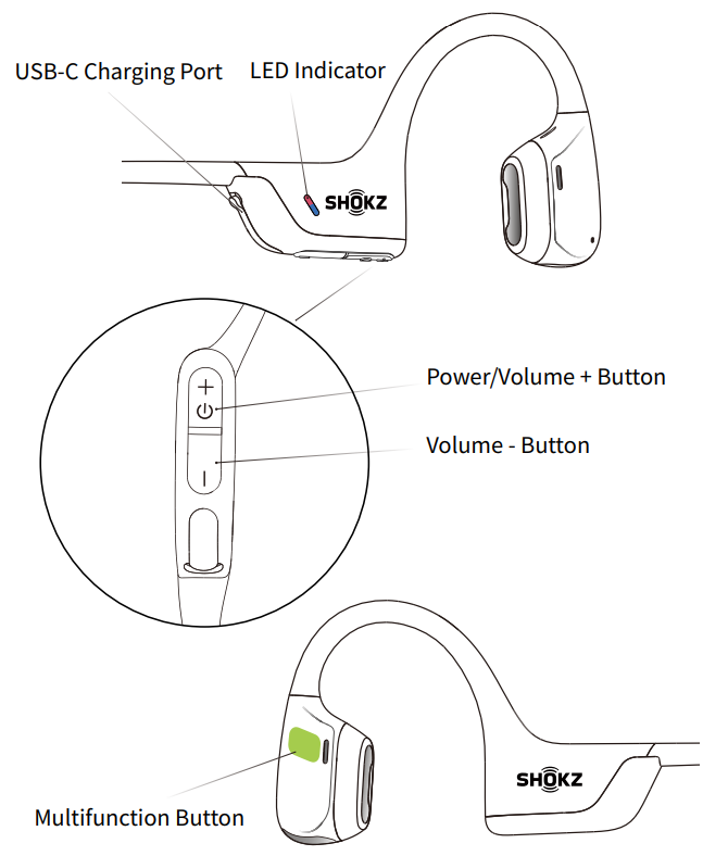 Shokz Openrun Pro 2 Headphones-Headphone Controls