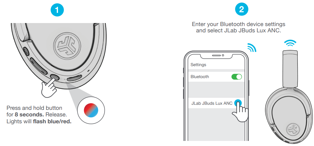 JLab Jbuds Lux ANC Headphones-BLUETOOTH