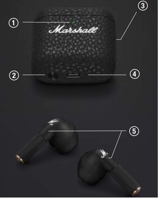 Marshall Minor IV True Wireless Earbuds-DEVICE LAYOUT