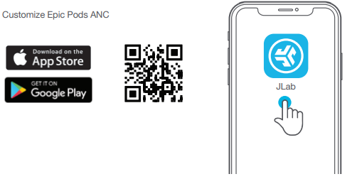 JLab Epic Pods ANC Earbuds-DOWNLOAD THE APP