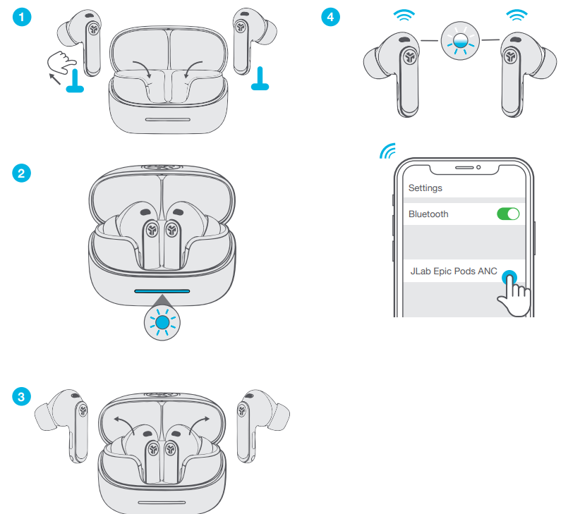 JLab Epic Pods ANC Earbuds-PAIR UP