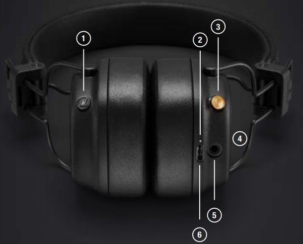 Marshall Major V Bluetooth Headphones-DEVICE LAYOUT