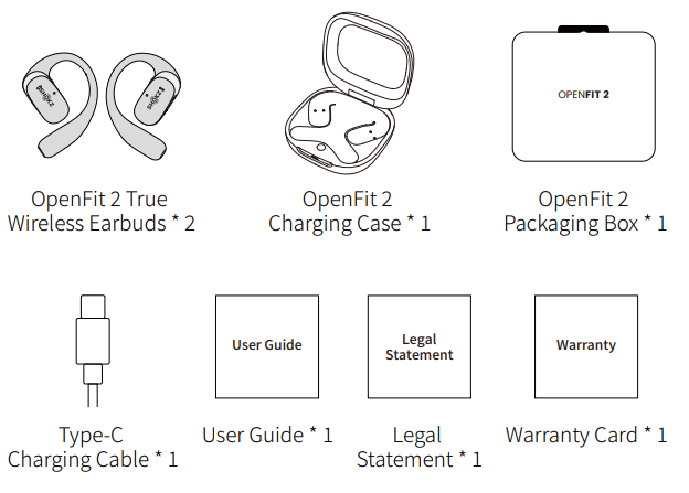 Shokz Openfit 2 T920 Earbuds-In the Box