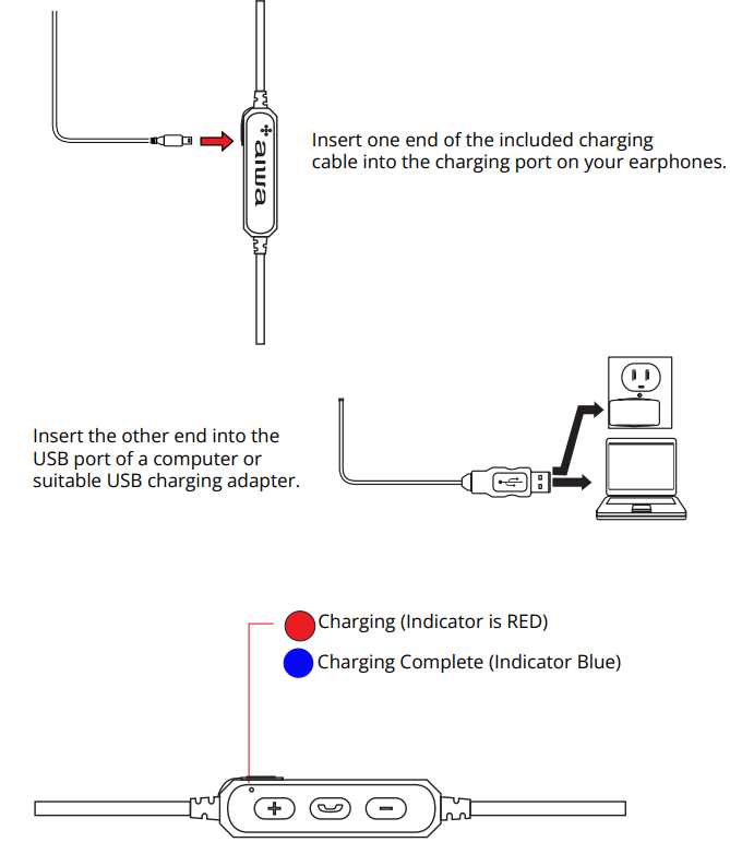 AIWA Train In-Ear Wireless Earphones-CHARGING