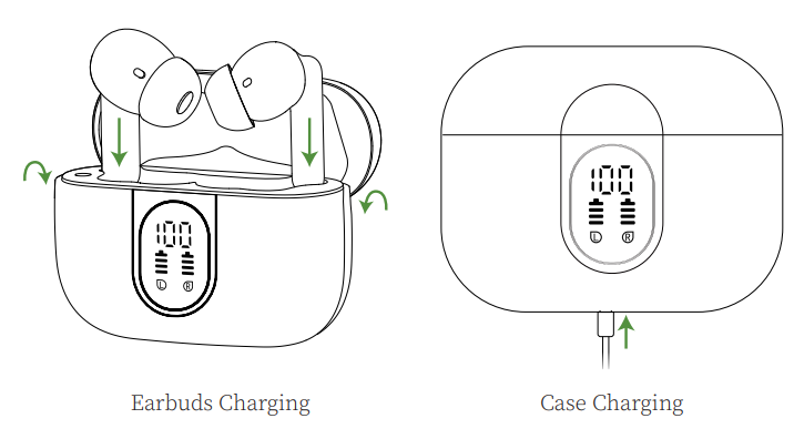Csasan J90 Pro True Wireless Earbuds-charging