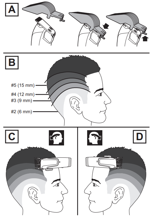 Remington Easy Fade Hair Clipper HC500-INSTRUCTIONS FOR CUTTING HAIR