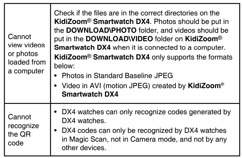 vtech Kidizoom Smart Watch DX4-trouble-a