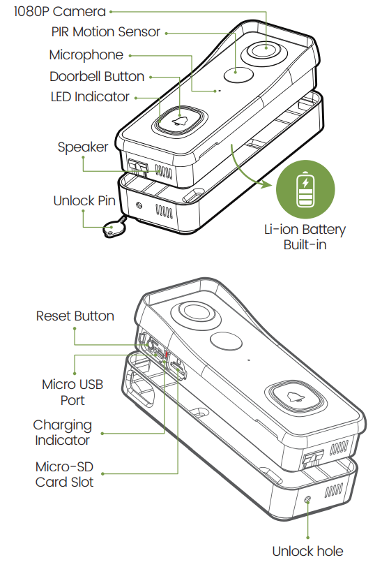 tiejus Smart Video Doorbell Video Bell-J9-box-a'