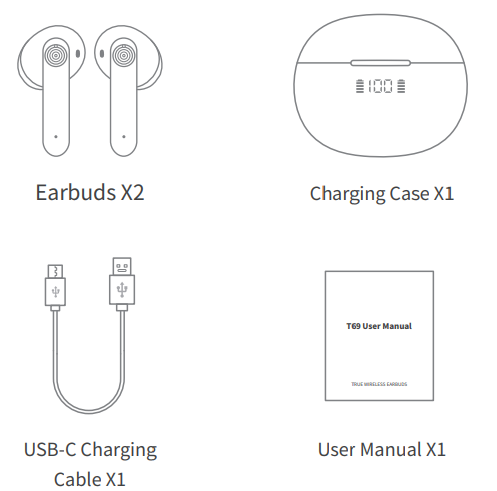 Awei T69 True Wireless Earbuds-PACKING LIST