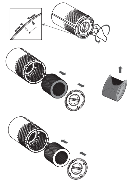 Vremi Air Purifier VRM010685N-Placing the filters