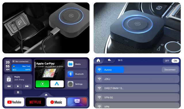 Aurora Link Carplay Ai Box Mini TV Box-INITIAL CONNECTION