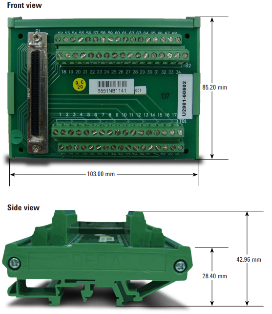 Keysight Technologies USB Modular Multifunction DAQ Devices U2300A Series-Terminal block overview