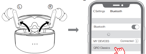 Qro Classics Wireless Earbuds-Pairing