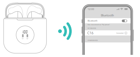 Occiam C16 Earbuds-Bluetooth Connection