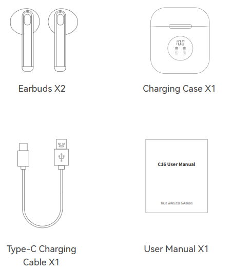 Occiam C16 Earbuds-Packing List