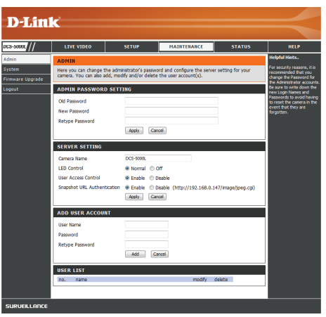 d-link DCS-5000L Wi-Fi Pan & Tilt Camera-maintainance