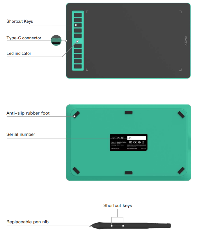 Xenx P3-1060 Graphics Tablet-FEATURES