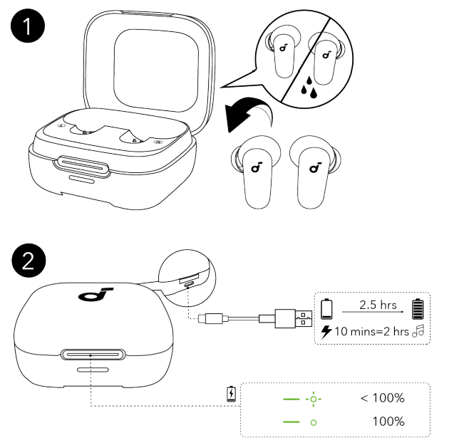 Soundcore P30i, R50i NC A3959 Earbuds-CHARGING