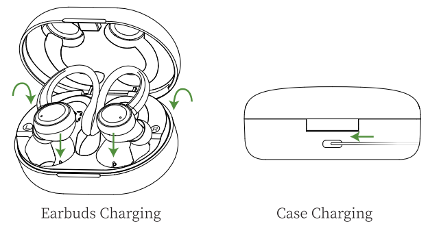 Occiam C16 True Wireless Stereo Earphones-Charging