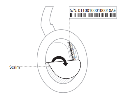 Bose QuietComfort 45 Headphones-SERIAL NUMBER LOCATION