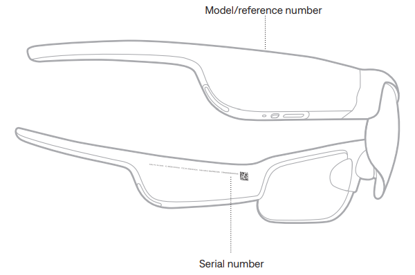 Bose Frames Tempo-SERIAL AND MODEL,REFERENCE NUMBER LOCATIONS