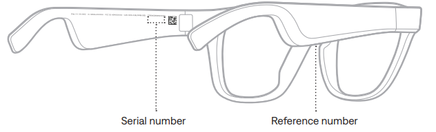 Bose Frames-SERIAL AND REFERENCE NUMBER LOCATIONS