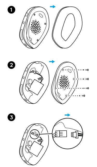 Logitech G321 LightSpeed Wireless Gaming Headset-BATTERY REMOVAL